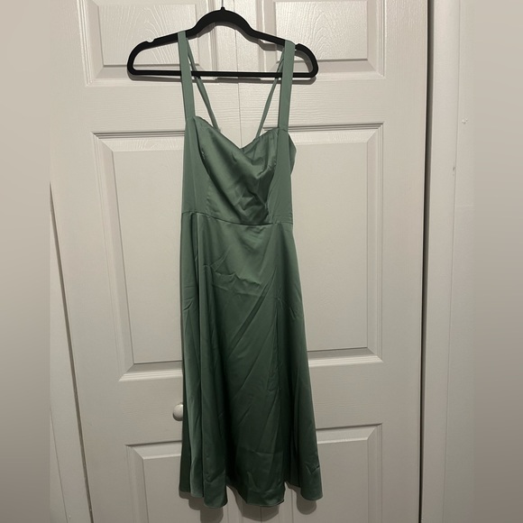 Fit & Flare Satin Midi Dress - Picture 3 of 7